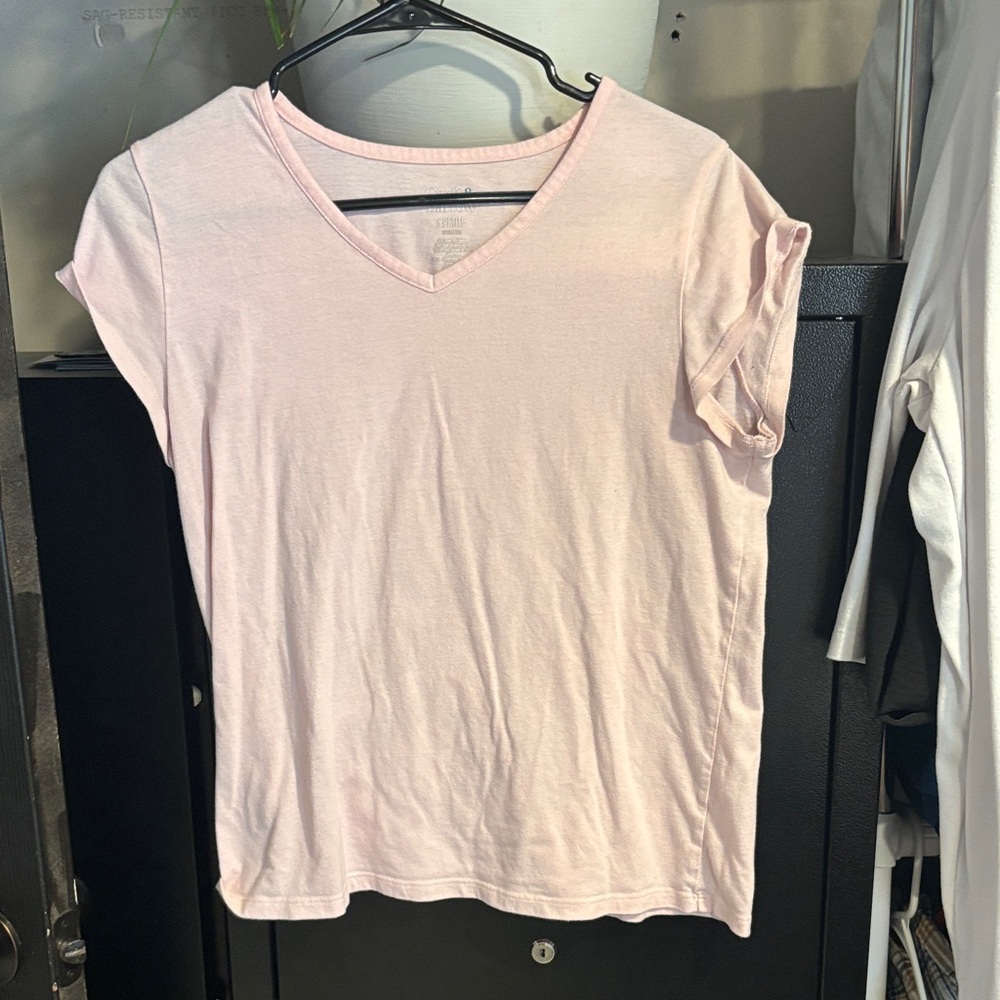 croft & barrow Pale Pink V-Neck Short Sleeve Tee